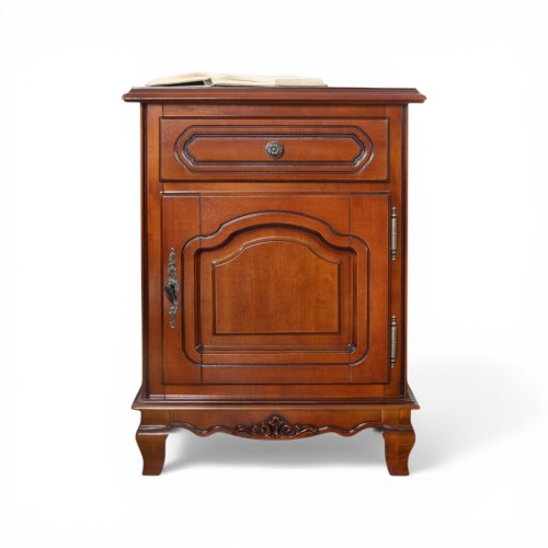 Noptieră lemn masiv, maro/alb, 1 sertar, 1 ușă, stânga, Elips