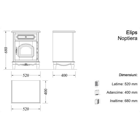 Noptiere din lemn masiv, Noptieră lemn masiv, maro/alb, 1 sertar, 1 ușă, dreapta, Elips