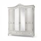 Dulapuri din lemn masiv, Dulap lemn masiv, maro/alb, cu oglindă, 4 uși, Elips