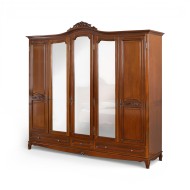 Dulap lemn masiv, maro/alb, cu oglinzi, 5 uși, Elips