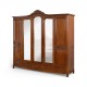 Dulapuri din lemn masiv, Dulap lemn masiv, maro/alb, cu oglinzi, 5 uși, Elips