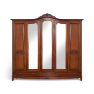 Dulap lemn masiv, maro/alb, cu oglinzi, 5 uși, Elips