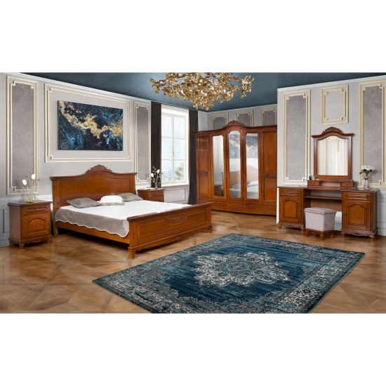 Dulapuri din lemn masiv, Dulap lemn masiv, maro/alb, cu oglinzi, 5 uși, Elips