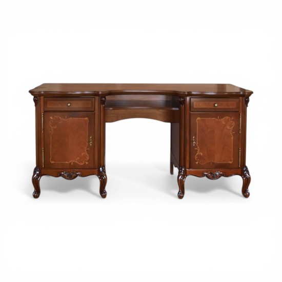 Toaletă lemn masiv, maro/alb, 2 sertare, 2 uși, Serena