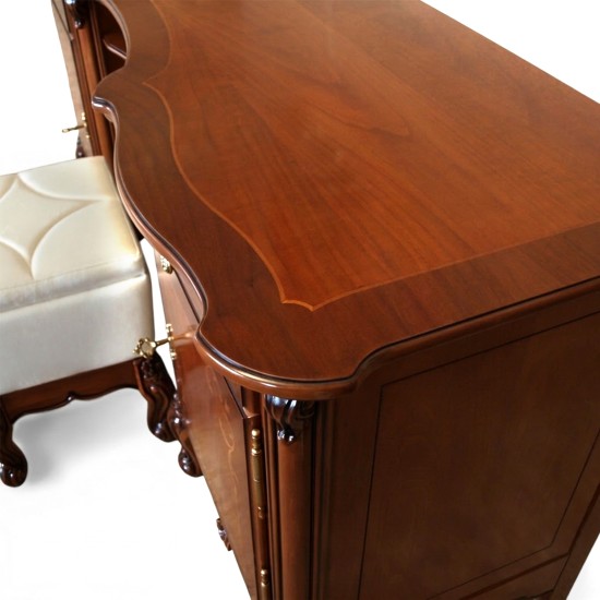 Toaletă lemn masiv, maro/alb, 2 sertare, 2 uși, Serena