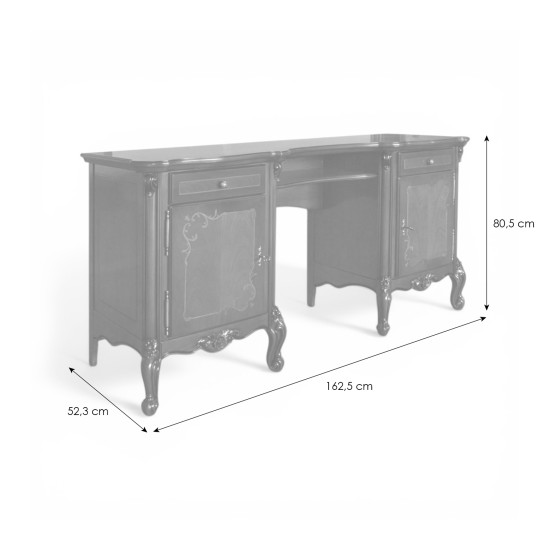 Toaletă lemn masiv, maro/alb, 2 sertare, 2 uși, Serena