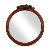 Ramă oglindă lemn masiv, maro/alb, rotunda, Serena