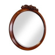 Ramă oglindă lemn masiv, maro/alb, rotunda, Serena