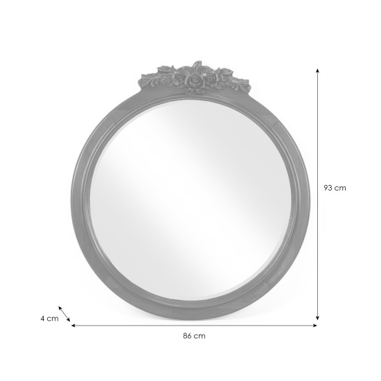Ramă oglindă lemn masiv, maro/alb, rotunda, Serena