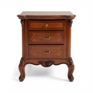 Noptieră lemn masiv, moro/alb, 3 sertare, Serena