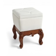 Taburet lemn masiv, maro/alb, tapisat, Serena