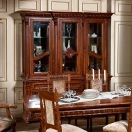 Bufet vitrină lemn masiv, maro alb, 3 uși, Veneția  Lux