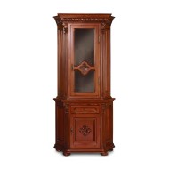 Bufet vitrină colț lemn masiv, maro alb, 2 uși, Veneția Lux Bufet vitrină colț lemn masiv, maro alb, 2 uși, Veneția Lux