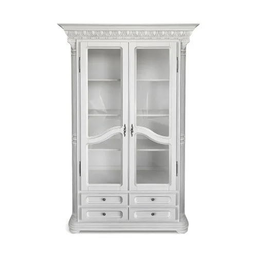 Cristalier lemn masiv, maro/alb, 2 uși, Veneția Lux