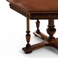 Masă lemn masiv, maro/alb, hexagonală, extensibilă, Veneția Lux