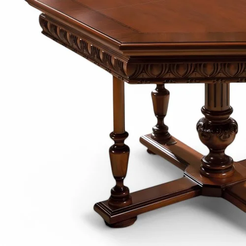 Masă lemn masiv, maro/alb, hexagonală, extensibilă, Veneția Lux