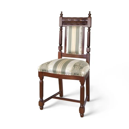 Scaun - Venetia Lux Scaune din Lemn Masiv, Scaun lemn masiv, maro/alb, tapiserie multicoloră, Veneția Lux