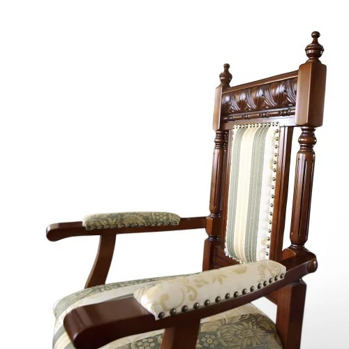 Scaun lemn masiv, maro/alb, brațe atașate, Veneția Lux