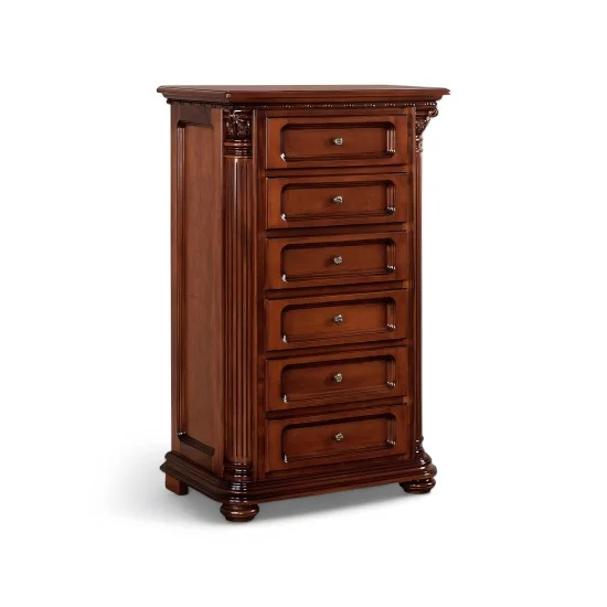 Casetiera 6 sertare - Venetia Lux Casetiere din Lemn Masiv, Casetieră lemn masiv, maro/alb, 6 sertare, Veneția Lux