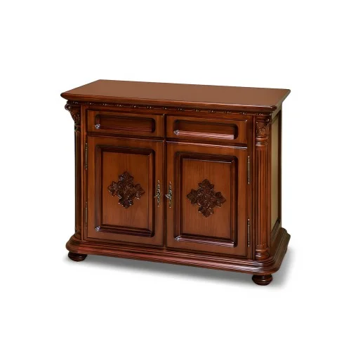 Comodă lemn masiv, bar, maro/alb, 2 uși, 2 sertare, Veneția Lux
