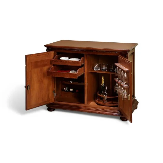 Comoda bar - Venetia Lux Comode din Lemn Masiv, Comodă lemn masiv, bar, maro/alb, 2 uși, 2 sertare, Veneția Lux