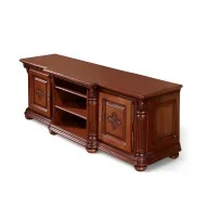 Bufet tv plasmă lemn masiv, maro/alb, ornamente manuale, Veneția Lux