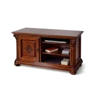 Bufet tv plasmă lemn masiv, maro/alb, ornamente manuale, Veneția Lux