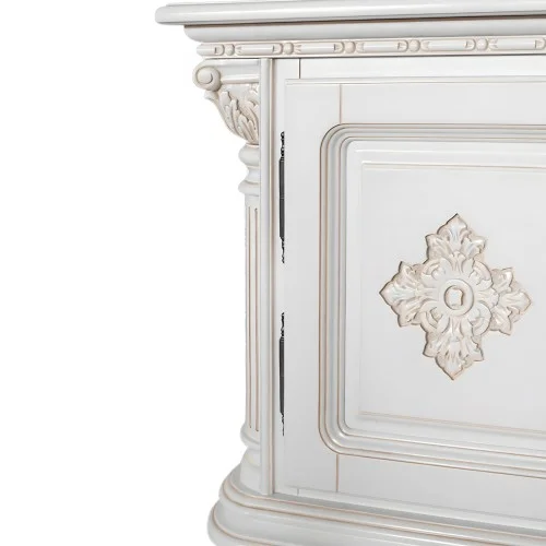 Bufet vitrină bar lemn masiv, maro/alb, 2 uși, Veneția Lux