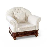 Fotoliu lemn masiv, maro/alb, tapisat, Veneția Lux