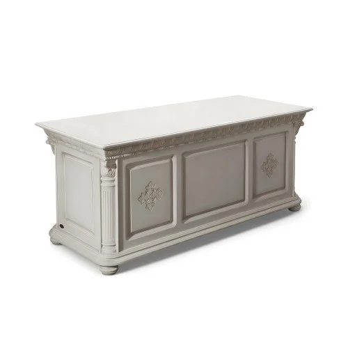 Masă lemn masiv, maro/alb, birou, Veneția Lux