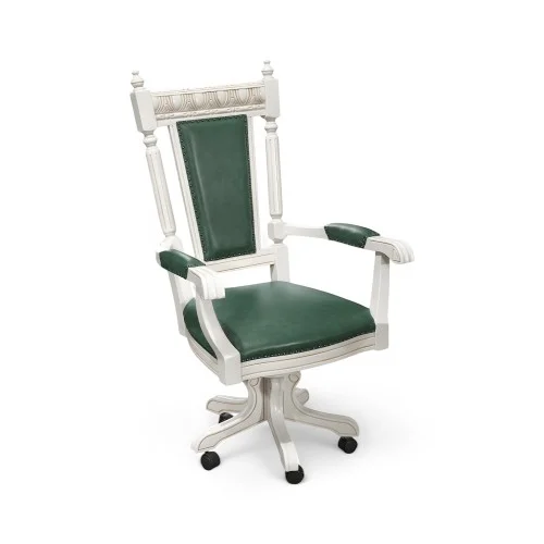 Scaun lemn masiv, maro/alb, rotativ, Veneția Lux