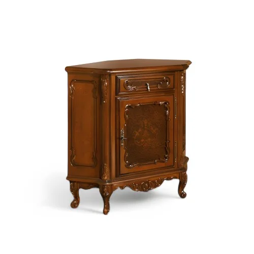 Bufet colț lemn masiv, maro/alb, 1 sertar, 1 ușă, Cleopatra