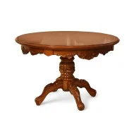 Masă lemn masiv, maro/alb, rotundă, extensibilă, Cleopatra