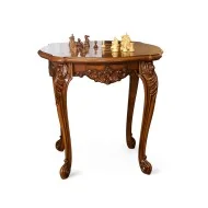 Masă lemn masiv, maro/alb, șah, Cleopatra
