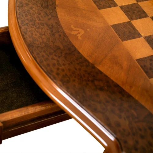 Masă lemn masiv, maro/alb, șah, Cleopatra