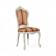 Scaun lemn masiv, maro/alb, tapiserie multicoloră, Cleopatra