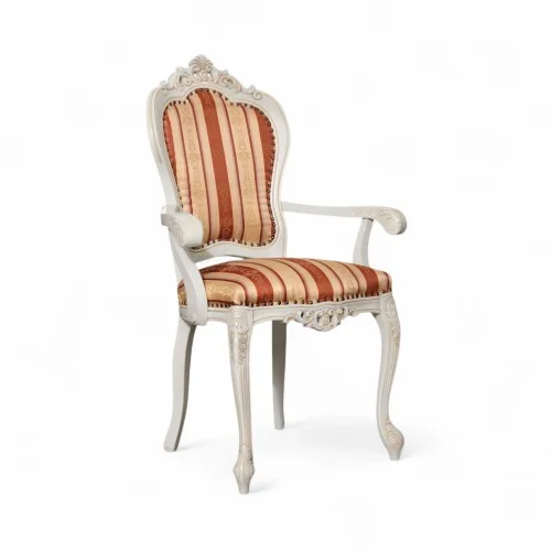 Scaun lemn masiv, maro/alb, brațe atașate, Cleopatra