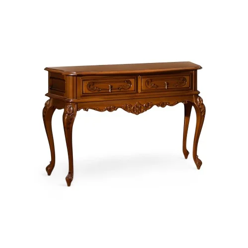 Masă lemn masiv, maro/alb, consolă, 2 sertare, Cleopatra