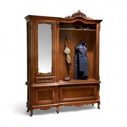 Cuier lemn masiv, maro/alb, 3 uși, 1 sertar, stânga, Cleopatra