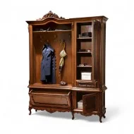 Cuier lemn masiv, maro/alb, 3 uși, 1 sertar, dreapta, Cleopatra