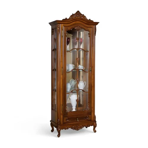 Cristalier lemn masiv, maro/alb, 1 ușă, stânga, Cleopatra