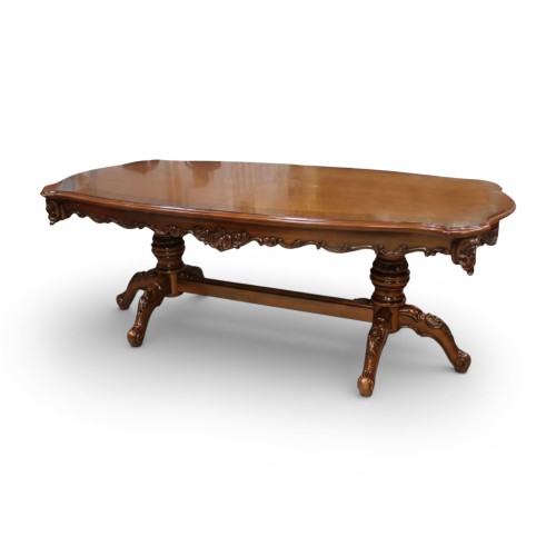 Masă lemn masiv, maro/alb, extensibilă, Md2, Cleopatra