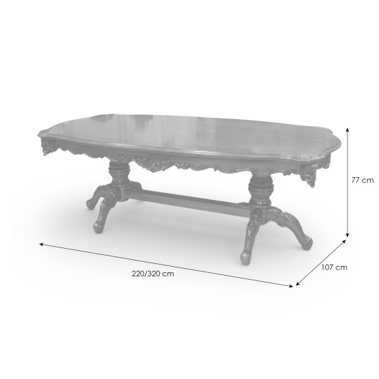 Masă lemn masiv, maro/alb, extensibilă, Md2, Cleopatra