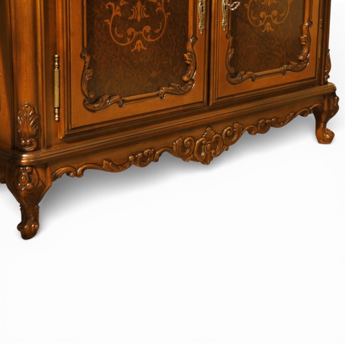 Bufet bar lemn masiv, maro/alb, 2 uși, Cleopatra