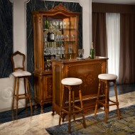 Scaun lemn masiv, maro/alb, bar, cu spătar, Cleopatra