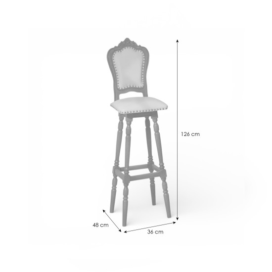 Scaune din Lemn Masiv, Scaun lemn masiv, maro/alb, bar, cu spătar, Cleopatra