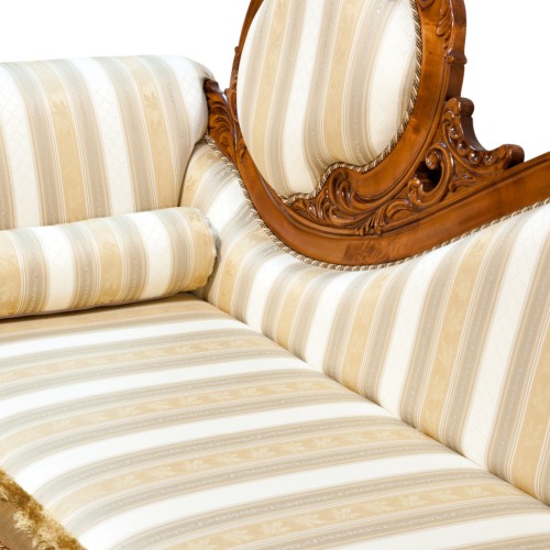 Canapea lemn masiv, maro/alb, sofa, tapisată, Cleopatra