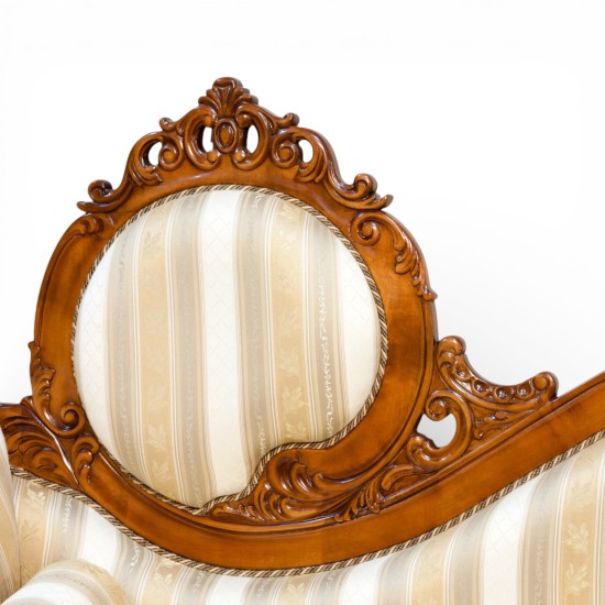 Canapele lemn masiv, Canapea lemn masiv, maro/alb, sofa, tapisată, Cleopatra