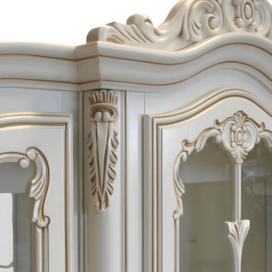 Biblioteci din lemn masiv, Bibliotecă lemn masiv, maro/alb, 2 uși, Cleopatra