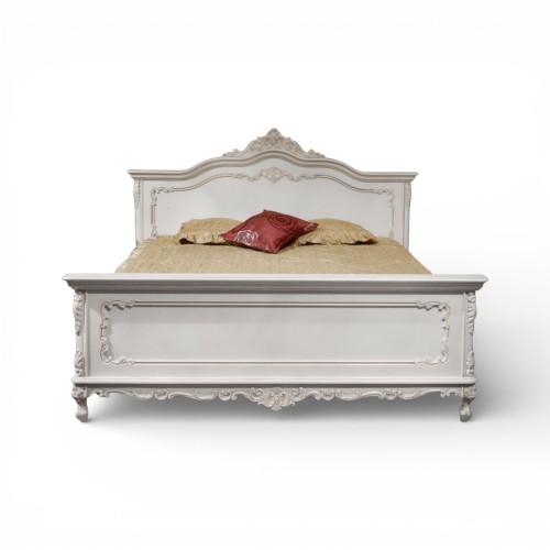 Pat lemn masiv, maro/alb, dublu, 1600, tăblii ornamentate, Cleopatra